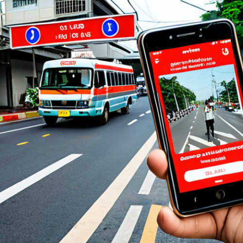 **

A scene depicting someone calling the emergency hotline 1669 in Thailand. Focus on clear and accurate communication of location details. Include elements like landmarks, street signs (in Thai), or GPS display on a phone. The overall feel should be urgent but calm.

**