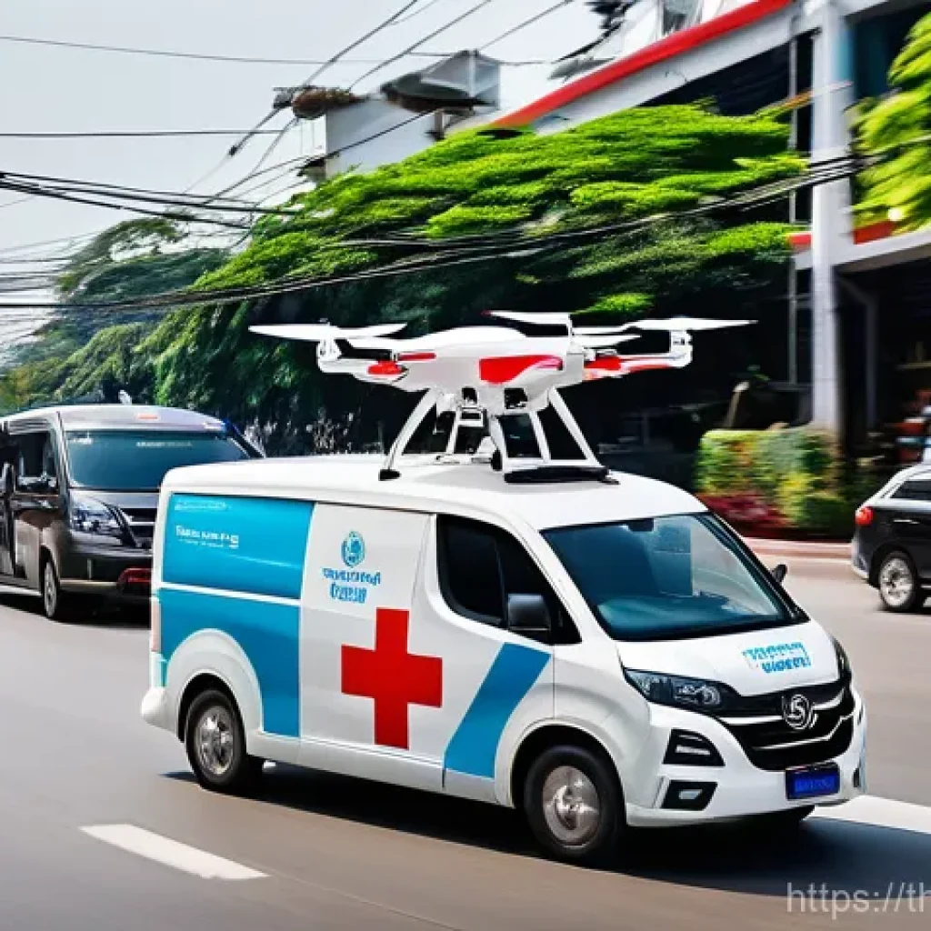 응급구조사와 드론 의료 - **Urban Emergency Delivery in Bangkok**
    *   **Concept**: A high-speed medical drone, a symbol of...