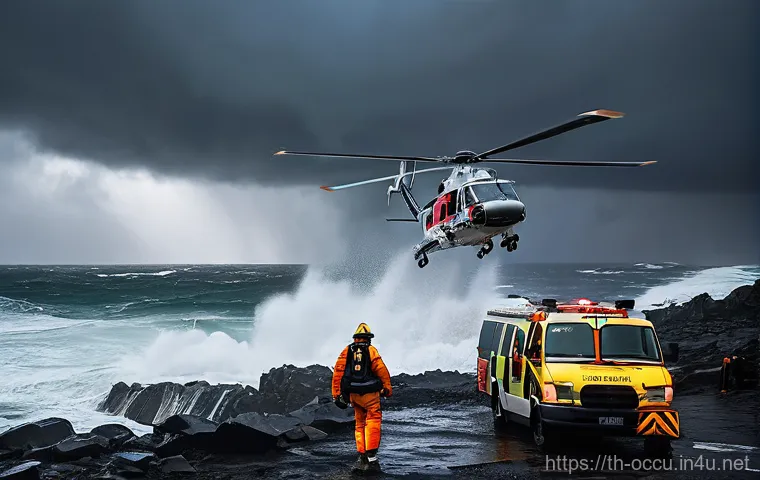 응급구조사와 헬리콥터 구조 - **Advanced In-Flight Patient Care in an Air Ambulance:**
    A close-up, interior shot within a brig...