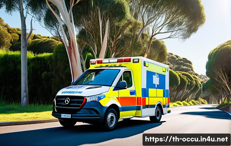 응급구조사 해외 취업 가이드 - A professional emergency medical technician (EMT) team in Australia responding to a roadside acciden...