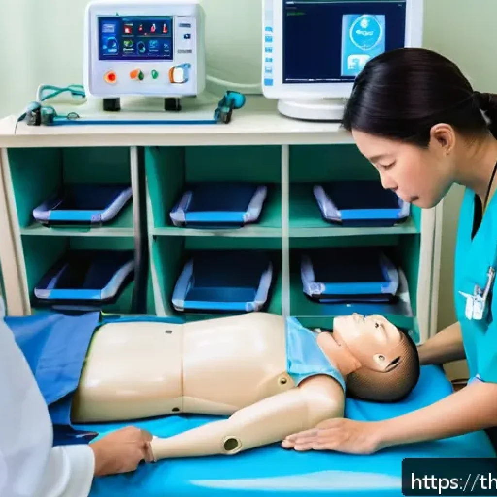 응급구조사 자격시험 난이도 - A professional emergency nurse in a modern Thai hospital emergency room, wearing clean and properly ...