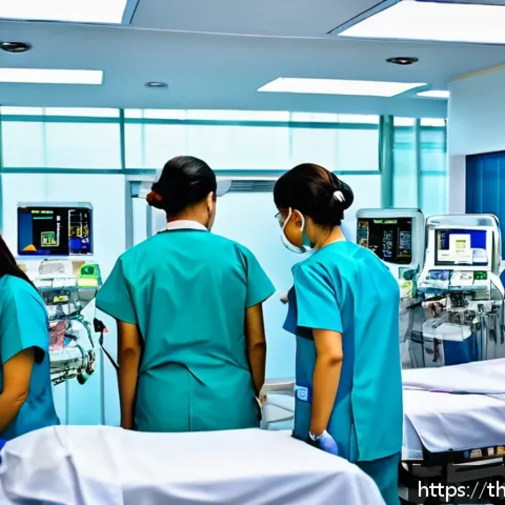 응급구조사와 응급전문팀 구성 - A highly detailed emergency medical team in action inside a modern Bangkok hospital emergency room, ...